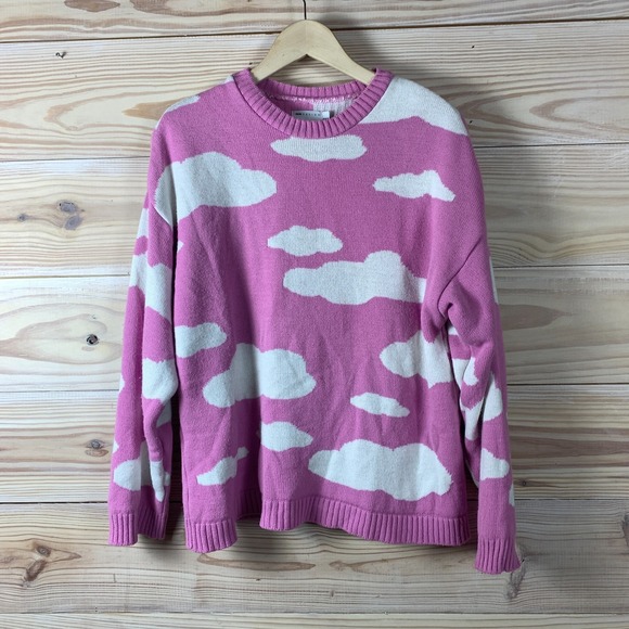 ASOS Sweaters - Asos Chunky Sweater Women 6 Pink Clouds AOP Oversized Heavy Knit Made in UK